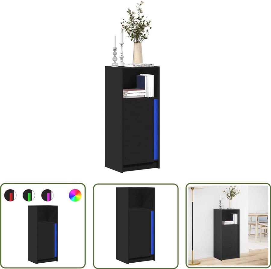 VidaXL Dressoir met LED 42 5x34x100 cm bewerkt hout zwart Dressoir Kast Led Verlichting Rgb Licht Houten Dressoir