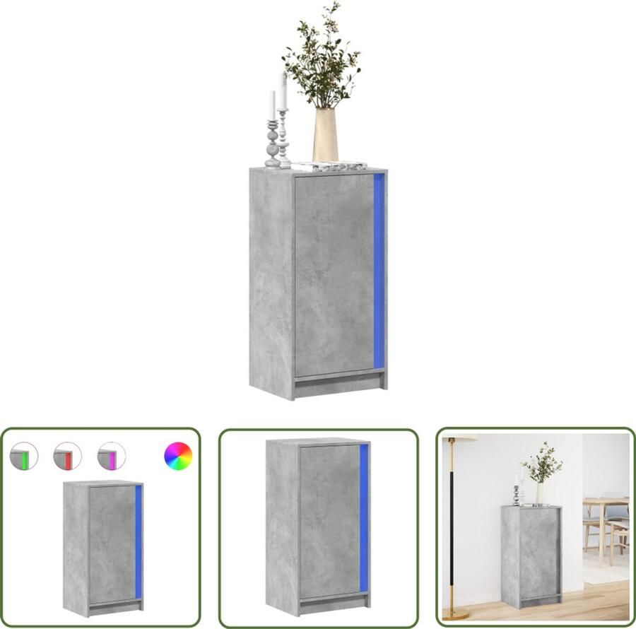 VidaXL Dressoir met LED 42 5x34x85 cm bewerkt hout betongrijs Dressoir Kast Led Verlichting Modern Beton Grijs