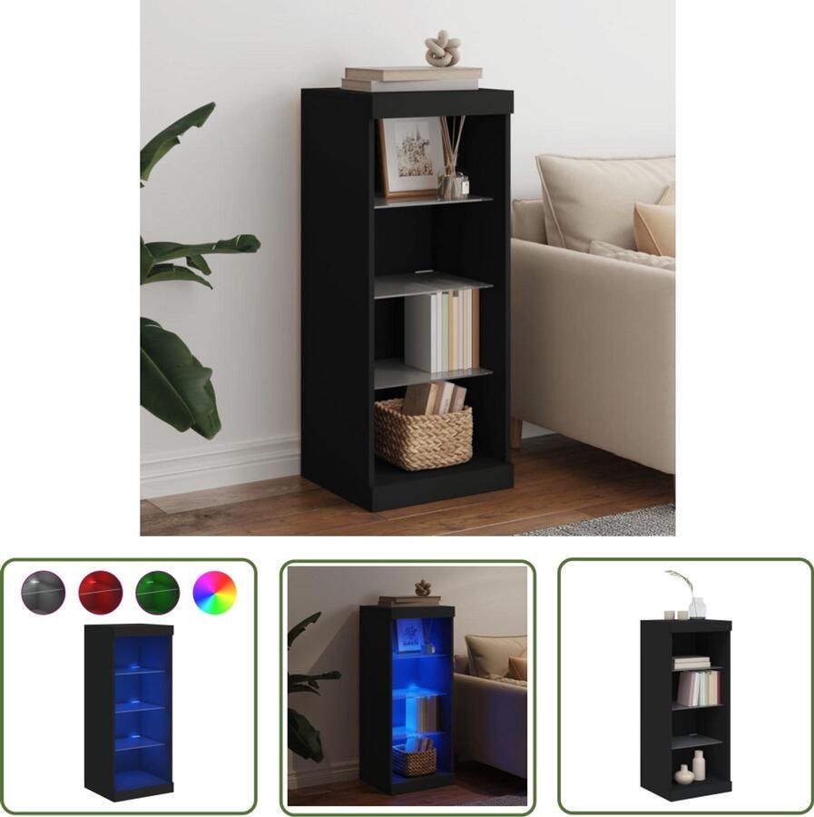 The Living Store Dressoir met LED-verlichting 41x37x100 cm zwart Dressoir Modern Dressoir Tv-meubel Opbergkast Led Verlichting