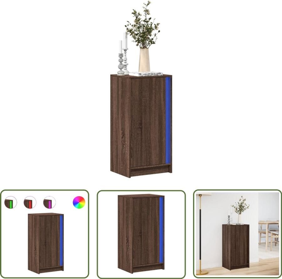 VidaXL Kast Dressoirs Dressoir met LED 42 5x34x85 cm bewerkt hout bruin eikenkleur Houten Dressoir Led Verlichting Bruine Eiken Kleurt