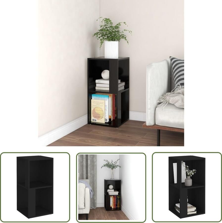 The Living Store Hoekkast 33 x 33 x 67 cm Zwart spaanplaat Montage vereist Hoekkast Kast Opbergkast Bijzettafel Zwart - Foto 2