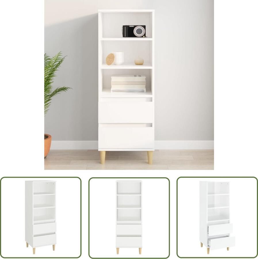 The Living Store Hoge kast 40x36x110 cm bewerkt hout wit Bijzetkast Hoogste Kast Met Lade Wit Kast Houtsoort