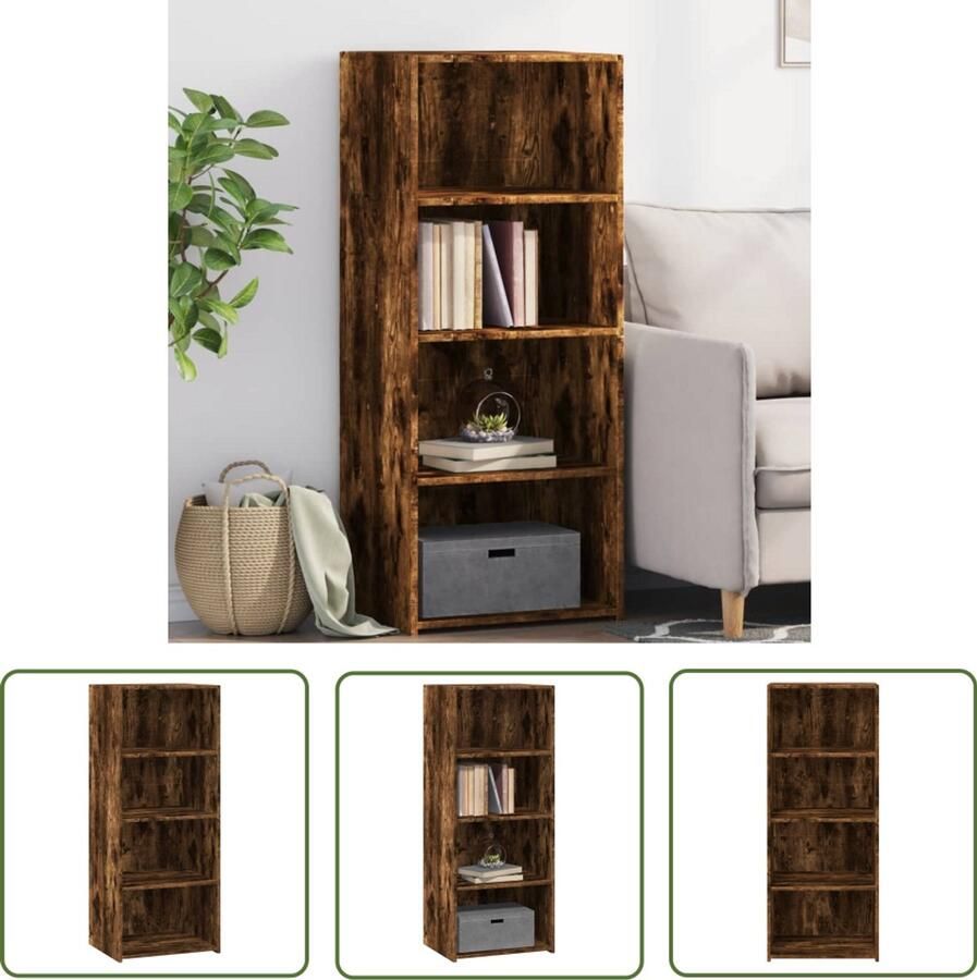 The Living Store Hoge kast 50x41x124 cm bewerkt hout gerookt eikenkleurig Opslagkast Houten Kast Scandinavische Kast Gerookte Eiken Kleur Living Room Furniture