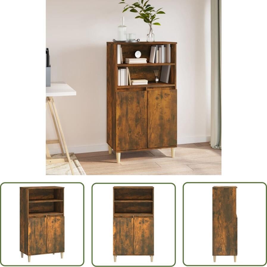 The Living Store Hoge kast 60x36x110 cm bewerkt hout gerookt eikenkleurig Bijzetkast Hogeschat Kast Opbergkast Keukenkast