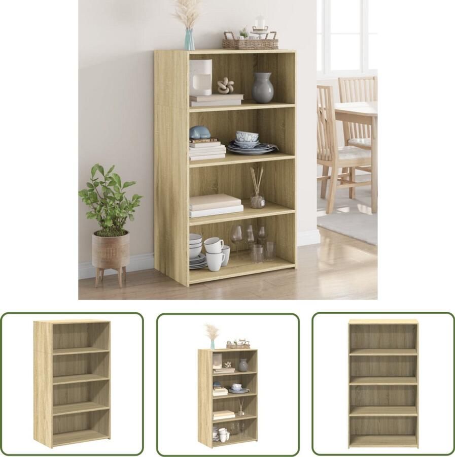 The Living Store Hoge kast 70x41x124 cm bewerkt hout sonoma eikenkleurig Opbergkast Scandinavisch Design Houten Kast Sonomaplank Woonkamer Kast