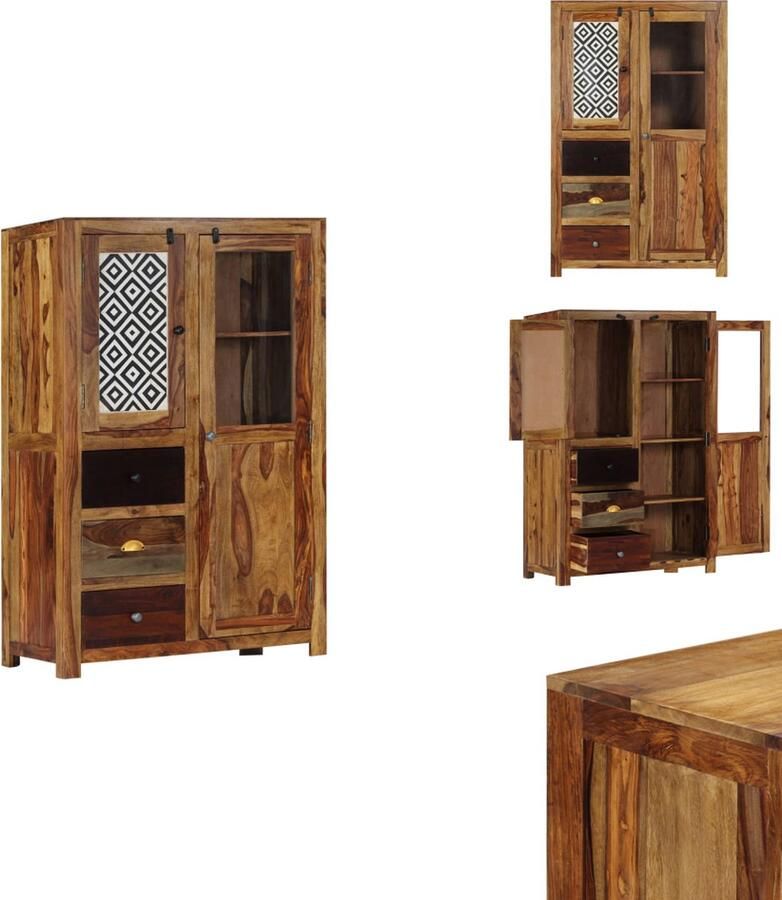 VidaXL Kast Kasten Hoge Kast Hoge Kasten Kast 95x48x150 cm massief sheeshamhout