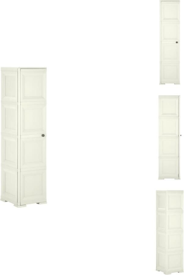 VidaXL Kast Kasten Kast Opberglocker Opbergkast hout-look 40x43x164 cm kunststof vanille-ijskleurig - Foto 2