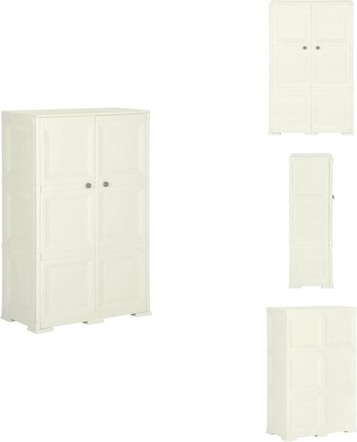 VidaXL Kast Kasten Kast Opberglocker Opbergkast hout-look 79x43x125 cm kunststof vanille-ijskleurig - Foto 2