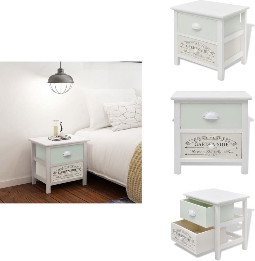 VidaXL Nachtkastje Franse landelijke stijl 38 x 28 x 38 cm 2 lades Kast