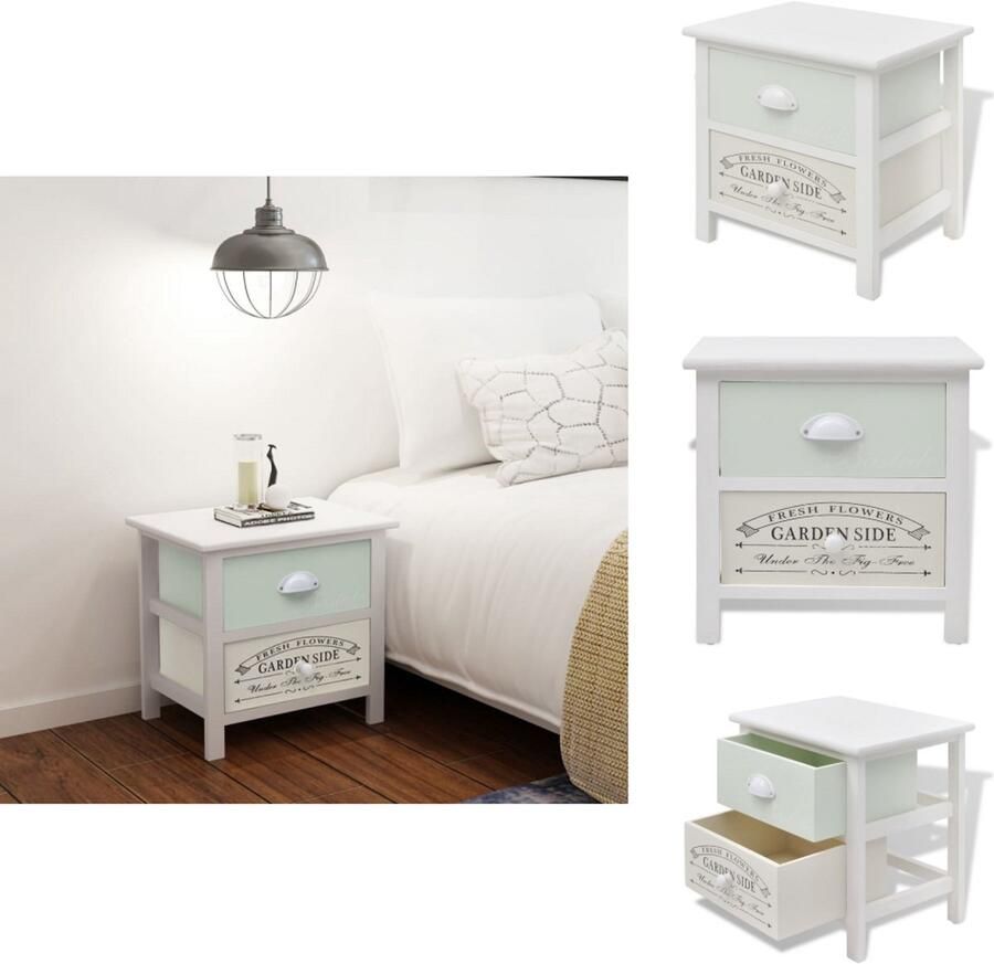 VidaXL Nachtkastje Franse landelijke stijl 38 x 28 x 38 cm 2 lades Kast - Foto 2