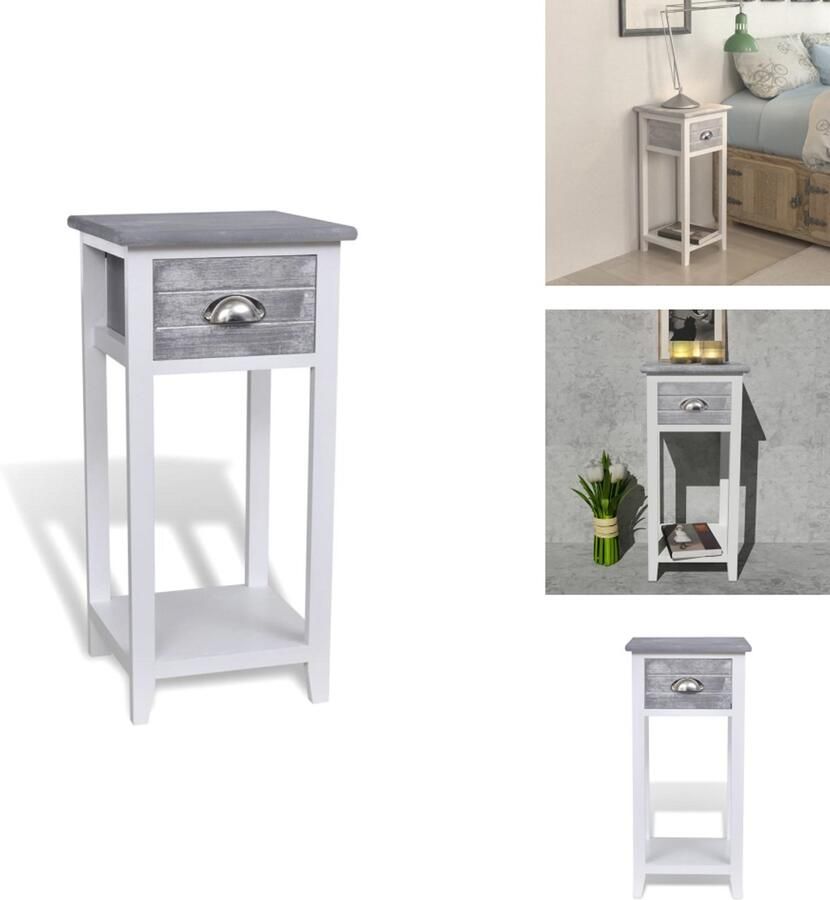 VidaXL Kast Kasten Kastje Kastjes Nachtkastje met 1 lade grijs en wit