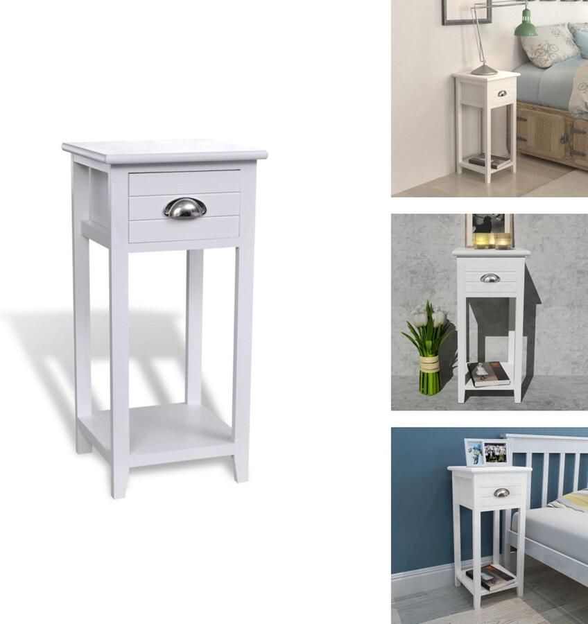 VidaXL Kast Kasten Kastje Kastjes Nachtkastje met 1 lade wit