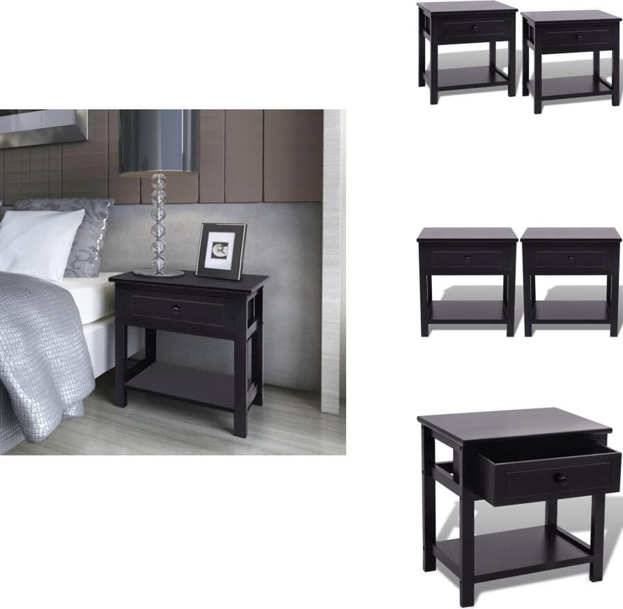 VidaXL Kast Kasten Kastje Kastjes Nachtkastjes 2 st hout zwart