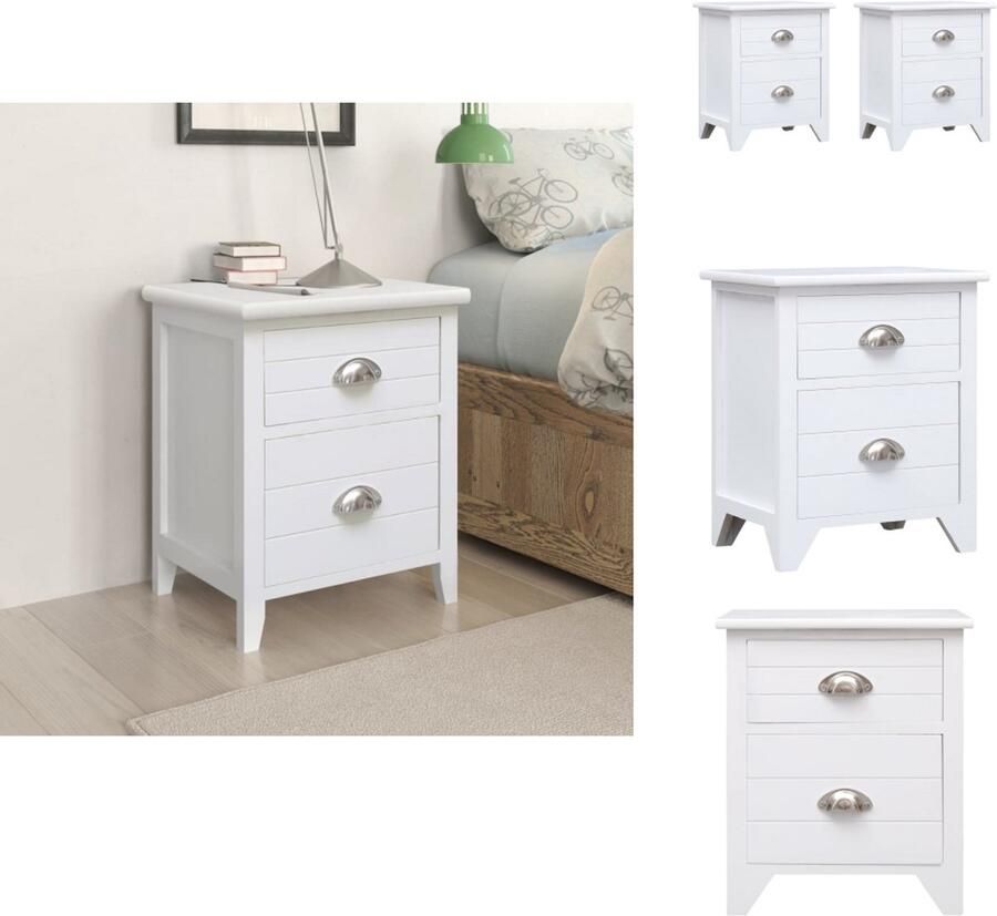 VidaXL Kast Kasten Kastje Kastjes Nachtkastjes 2 st met 2 lades wit