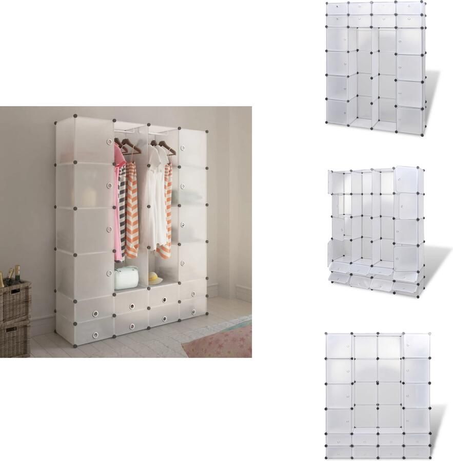 VidaXL Kast Kasten Kledingkast Kledingkasten Modulaire kast met 18 compartimenten wit 37 x 146 x 180-5 cm - Foto 2