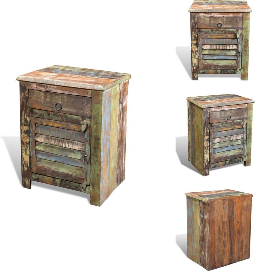 VidaXL Kast Kasten Opbergkast Opbergkasten Bijzettafel met 1 lade en 1 deurtje gerecycled hout
