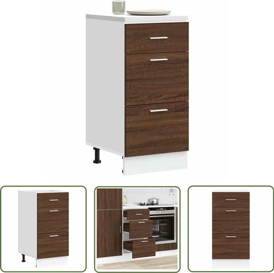 The Living Store Onderkast 40x46x81 5 cm bewerkt hout bruin eikenkleur Keuken Kast Onderkast Houten Kast Bruine Eiken Kleur Opslagruimte