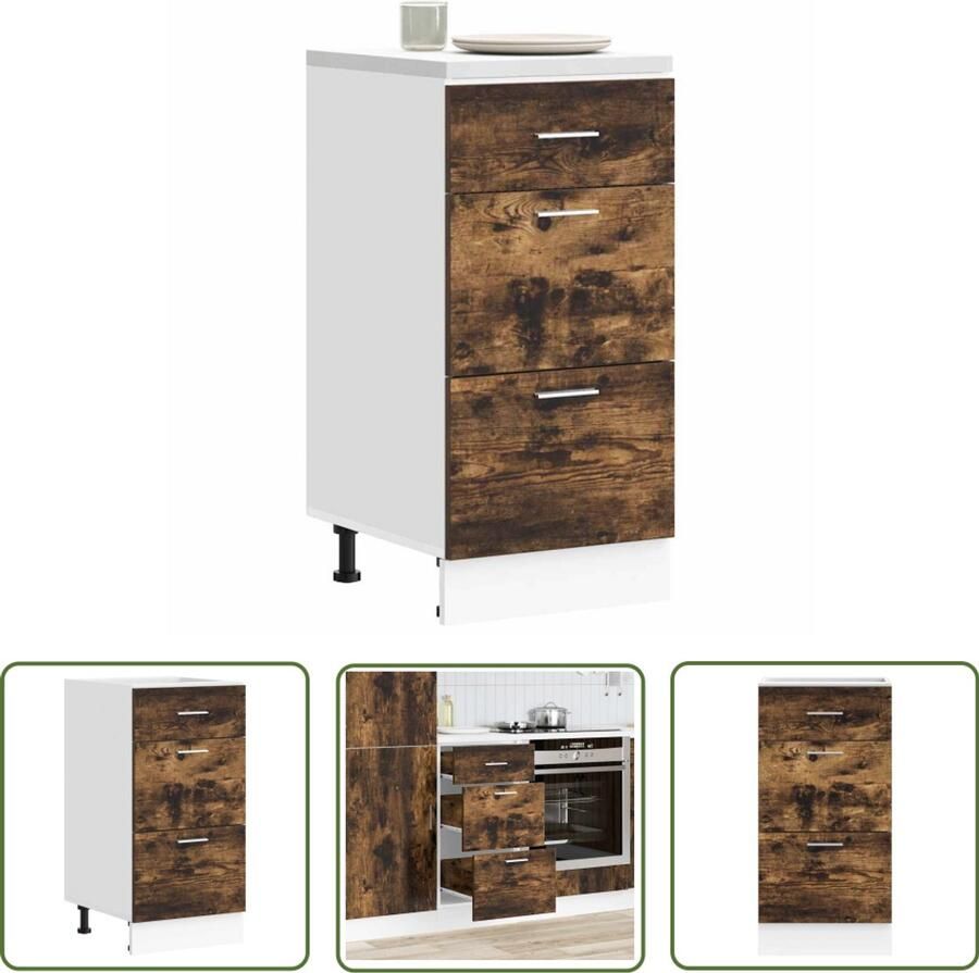 The Living Store Onderkast 40x46x81 5 cm bewerkt hout gerookt eikenkleurig Keuken Kast Onderkasten Opslagruimte Houten Kast Robuuste Kast