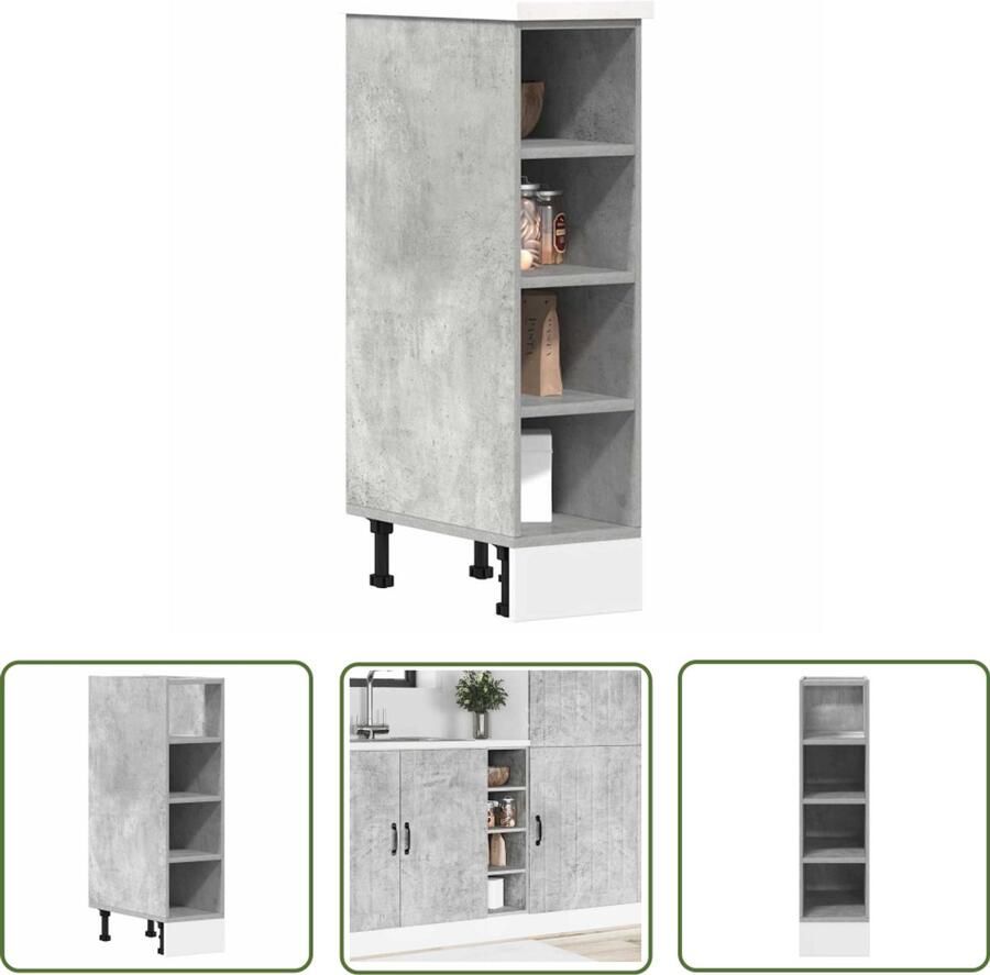 The Living Store Onderkast 20x44 5x81 5 cm bewerkt hout betongrijs Keuken Kast Onderkasten Houten Kast Opslagruimte Keukenopstelling