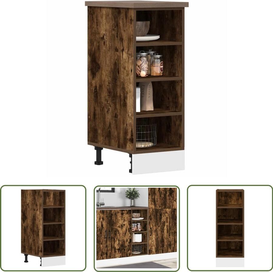 The Living Store Onderkast 30x44 5x81 5 cm bewerkt hout gerookt eikenkleurig Keuken Kast Onderkast Houten Kast Opslagoplossing Keuken Organisatie