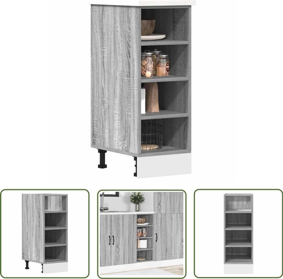 The Living Store Onderkast 30x44 5x81 5cm bewerkt hout grijs sonoma eikenkleurig Keuken Kast Onderkast Houten Kast Grijze Kast Opslagruimte