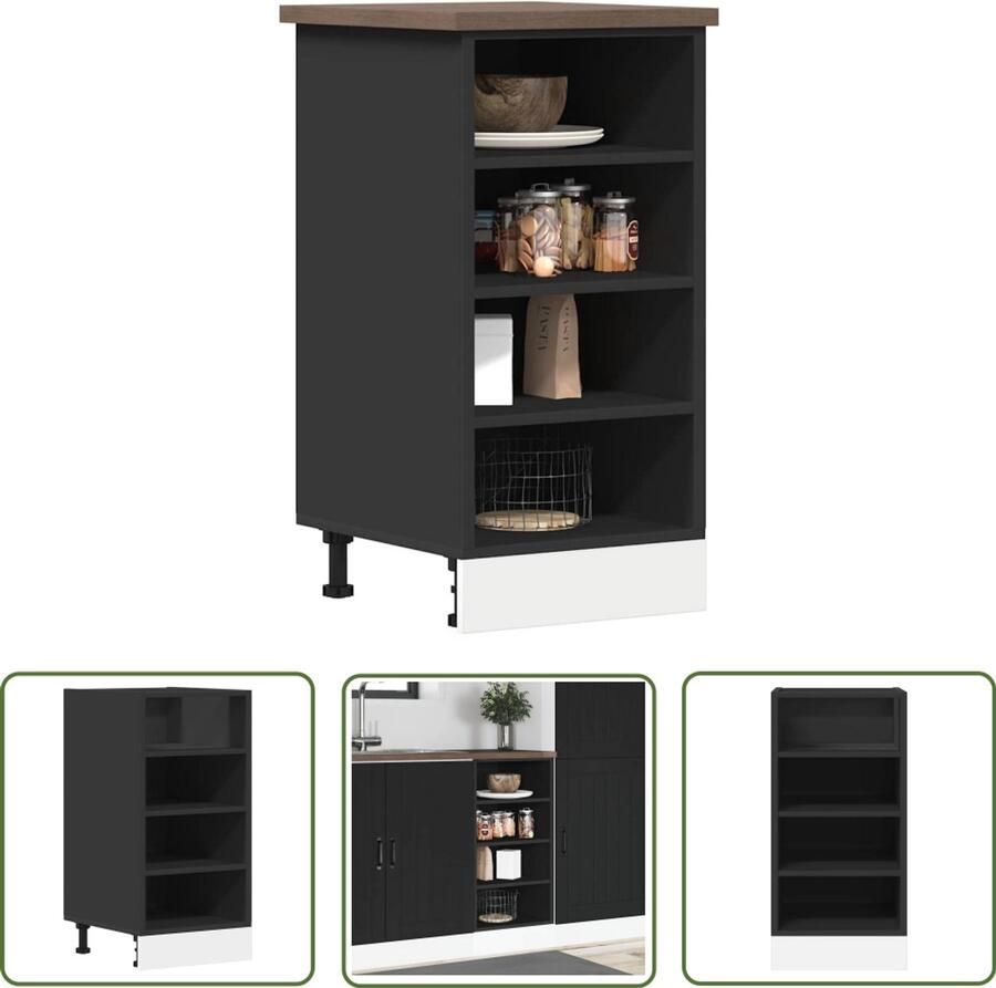 The Living Store Onderkast 40x44 5x81 5 cm bewerkt hout zwart Keuken Kast Onderkast Zwarte Keuken Houten Kast Opslagruimte