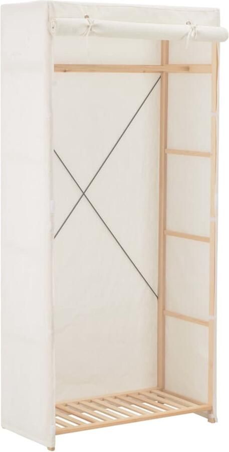 The Living Store Kledingkast Wit 79 x 40 x 170 cm Stoffen bekleding met houten frame Kledingkast Kast Garderobe Witte Kast Stoffen Kast