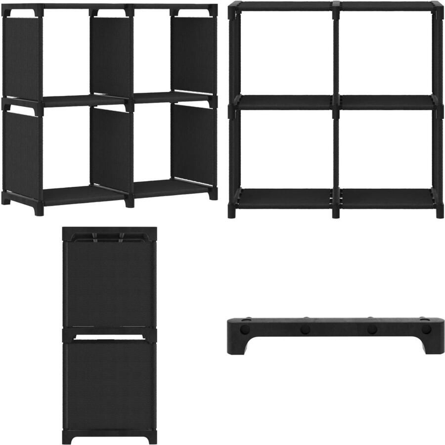 VidaXL Kast met 4 vakken 69x30x72 5 cm stof zwart Opbergkast Opbergkasten Opbergrek Opbergrekken
