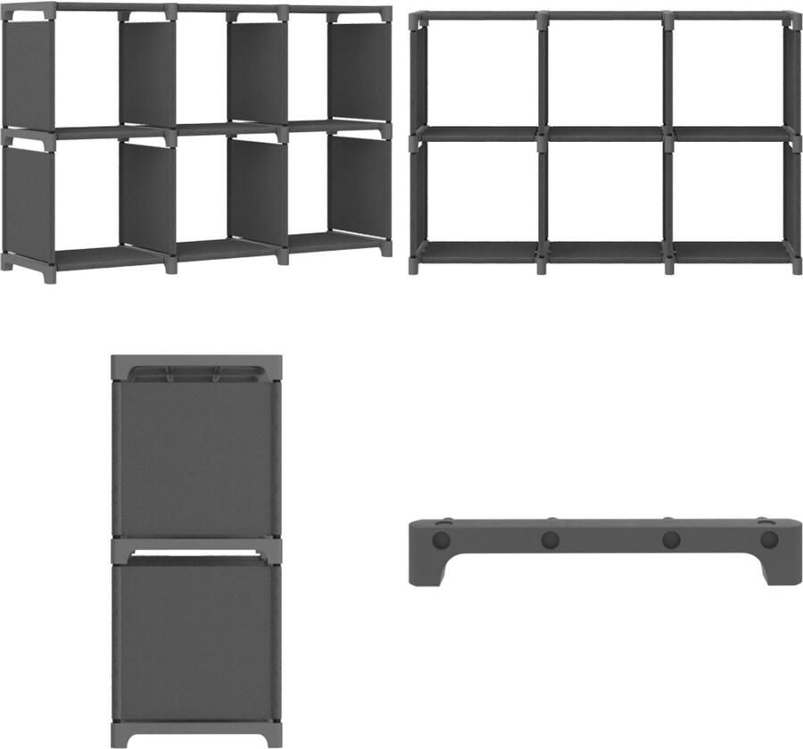 VidaXL Kast met 6 vakken 103x30x72 5 cm stof grijs Opbergkast Opbergkasten Opbergrek Opbergrekken