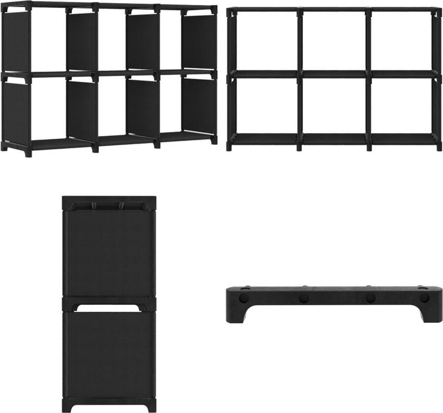 VidaXL Kast met 6 vakken 103x30x72 5 cm stof zwart Opbergkast Opbergkasten Opbergrek Opbergrekken
