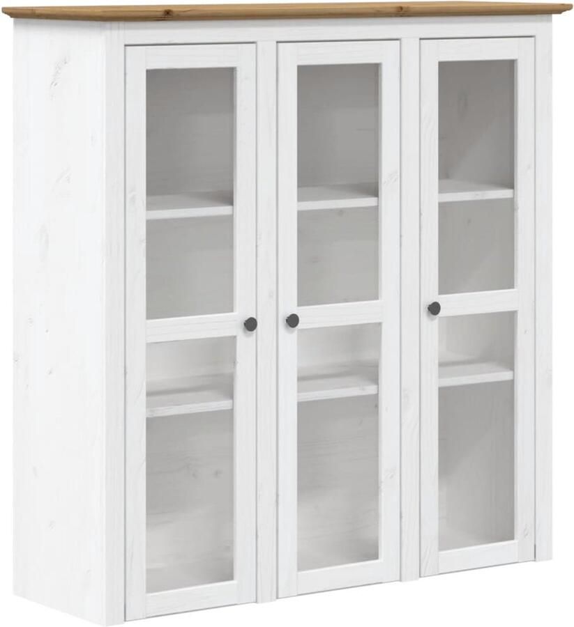 VidaXL Kast BODO massief grenenhout wit bruin Buffetkast Houten Kast Grenoble Kast Vintage Kast Vitrinekast - Foto 2