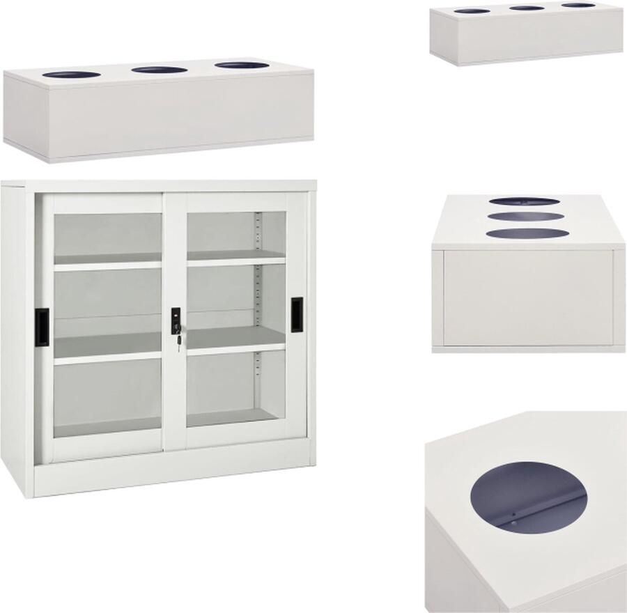 VidaXL Kast Met Plantenbak Kasten Met Plantenbakken Kast Met Bloembak Kasten Met Bloembakken Schuifdeurkast met plantenbak staal lichtgrijs