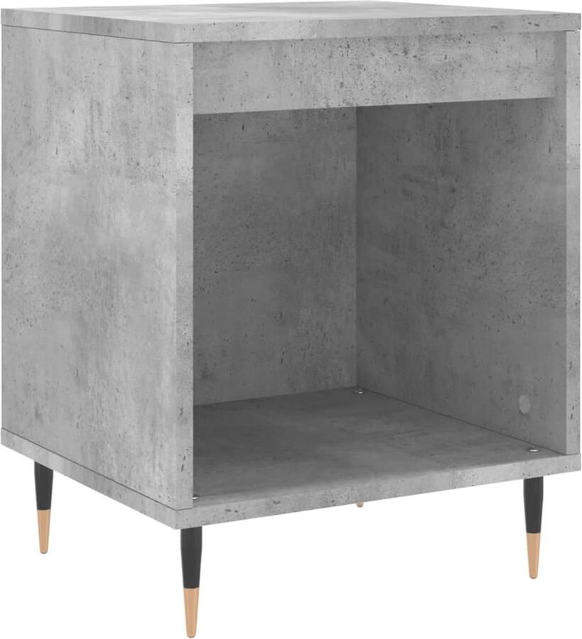 The Living Store Nachtkastje Betongrijs 40x35x50 cm Strak klassiek ontwerp Duurzaam bewerkt hout Vochtbestendig Voldoende opbergruimte Stevig blad Metalen poten Inclusief montagematerialen