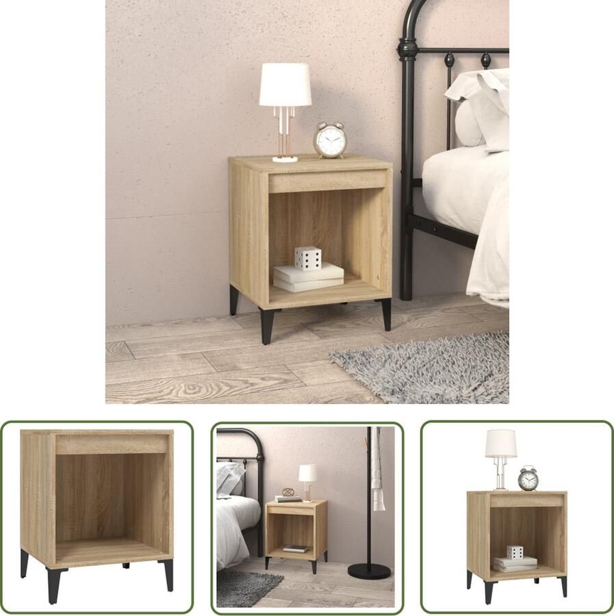 The Living Store Nachtkastje Elegant Tafelblad Sonoma eiken 40 x 35 x 50 cm Nachtkastje Kast Salontafel Bijzettafel Houten Meubilair - Foto 2
