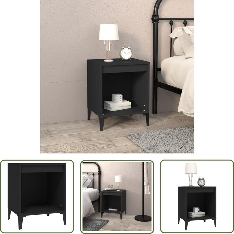The Living Store Nachtkastje Elegant ontwerp Duurzaam bewerkt hout Voldoende opbergruimte Stevig tafelblad Zwart 40x35x50 cm Nachtkastje Kast Slaapkamers Houten Kast Black Furniture - Foto 2