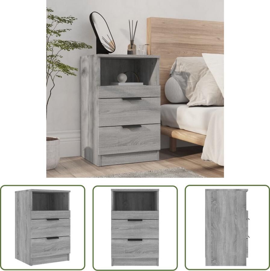 The Living Store Nachtkastje Seria Grijs Sonoma Eiken 40 x 36 x 65 cm Hoogwaardig Hout Nachtkastje Kast Slaapkamermeubel Houten Meubel Grijze Kamerdecoratie - Foto 4