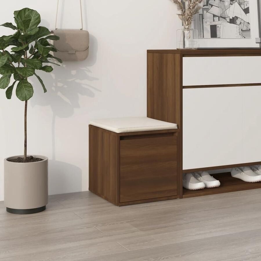 VidaXL Kast Opbergbox met lade 40 5x40x40 cm bewerkt hout bruin eikenkleur Ladenkast Bergruimte Decoratie