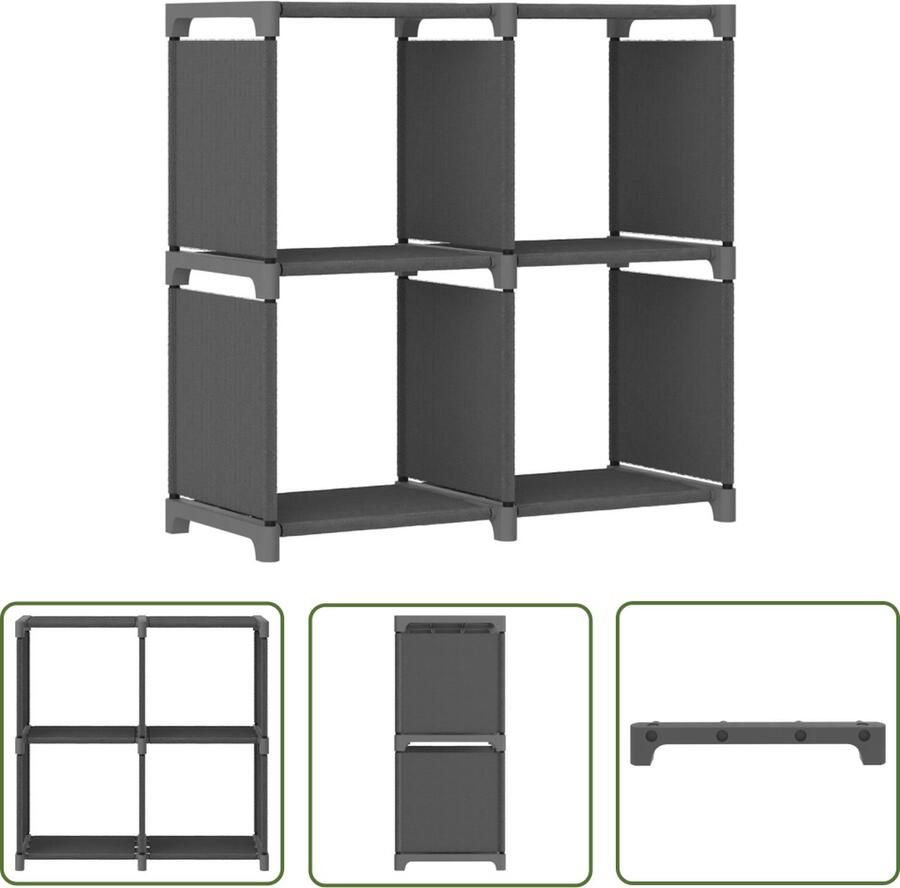 The Living Store Vakkenkast Grijs 69 x 30 x 72.5 cm 4 Open vakken Opbergkast Kast Vakkenkast Grijze Kast Stofkast - Foto 2