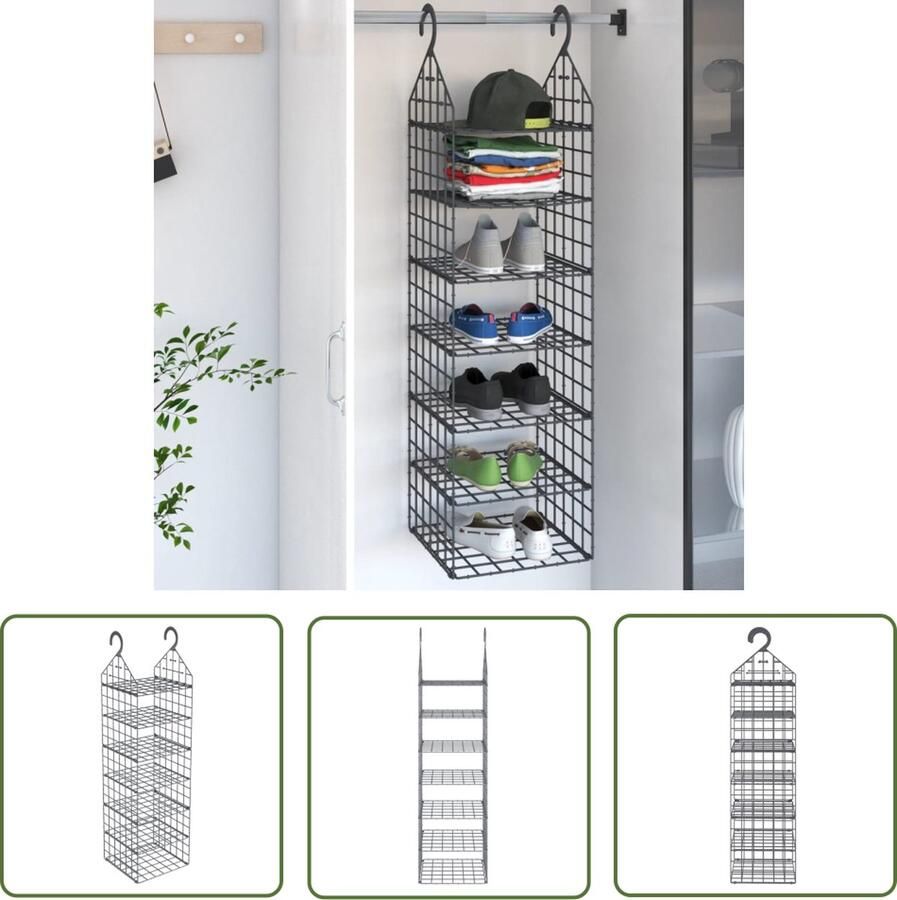 The Living Store Hangende Kastorganiser Klassiek 31x31x113 cm Grijs PP en PE Materialen Hangende Kastorganizer Kast Organizer Kasten Organisatie Kleding Opslaan Kasten Interieur