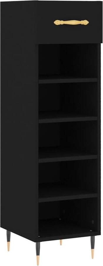 The Living Store Schoenenkast Zwart 30 x 35 x 105 cm Duurzaam hout Voldoende opbergruimte Schoenenkast Kast Schoenenopbergers Schoenuitlegger Zwarte Schoenenkast