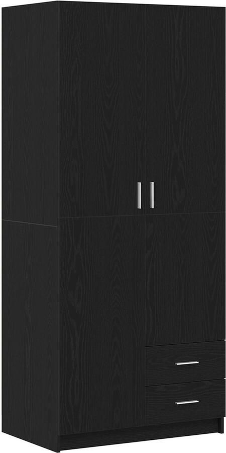 VidaXL Kledingkast met lade Zwart eiken 80 x 52 x 180 cm Bewerkt hout