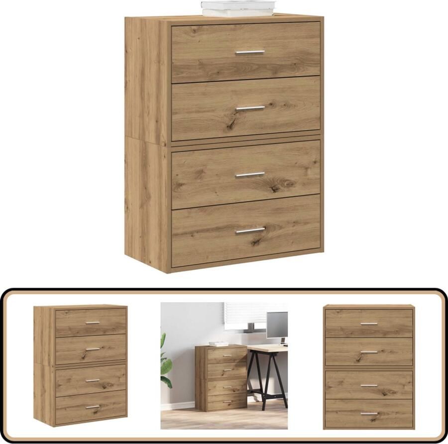 VidaXL Kasten 2 lades 2 stuks Artisan Eiken Kast Kasten -opbergkast Vitrinekast