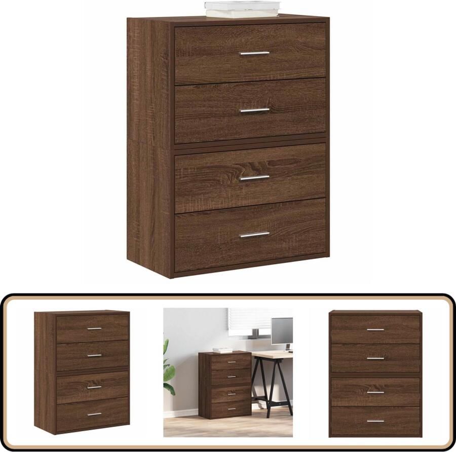 VidaXL Kasten 2 lades 2 stuks Bruin eiken Kast Kasten -opbergkast Vitrinekast