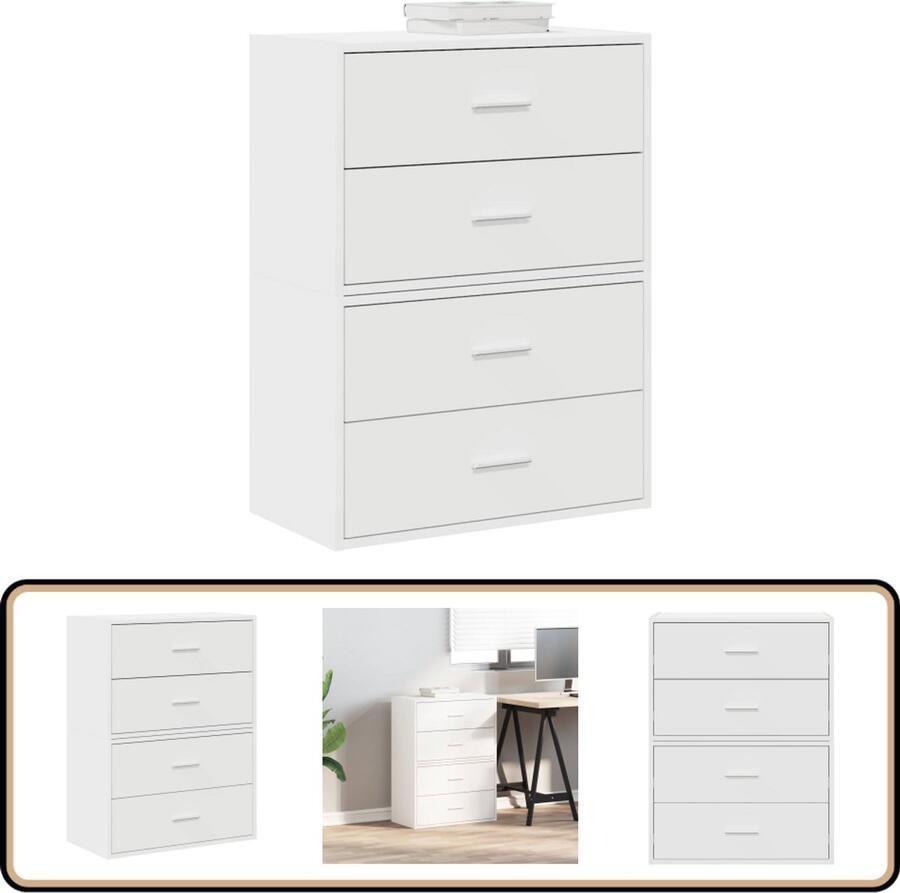 VidaXL Kasten 2 lades 2 stuks Wit 60x31x40 cm Kast Opbergkast Houten Kast Keukenkast Badkamerkast