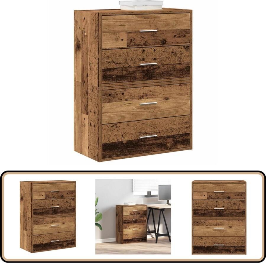 VidaXL Kasten 2 lades 60x31x40 cm Oud Hout Kast Kasten -opbergkast Vitrinekast