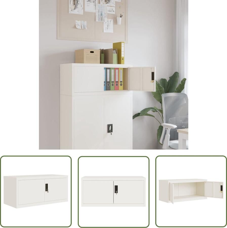 The Living Store Archiefkast Stijlvol en Duurzaam 90 x 40 x 40 cm Wit Archiefkast Kasten Opbergkast Kantoororganisatie Metalen Kast