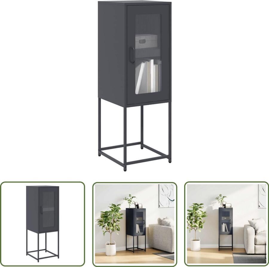 The Living Store Dressoir 36x39x107 cm koudgewalst staal antracietkleurig Dressoir Opbergkast Salontafel Industrieel Design Metaaldraad