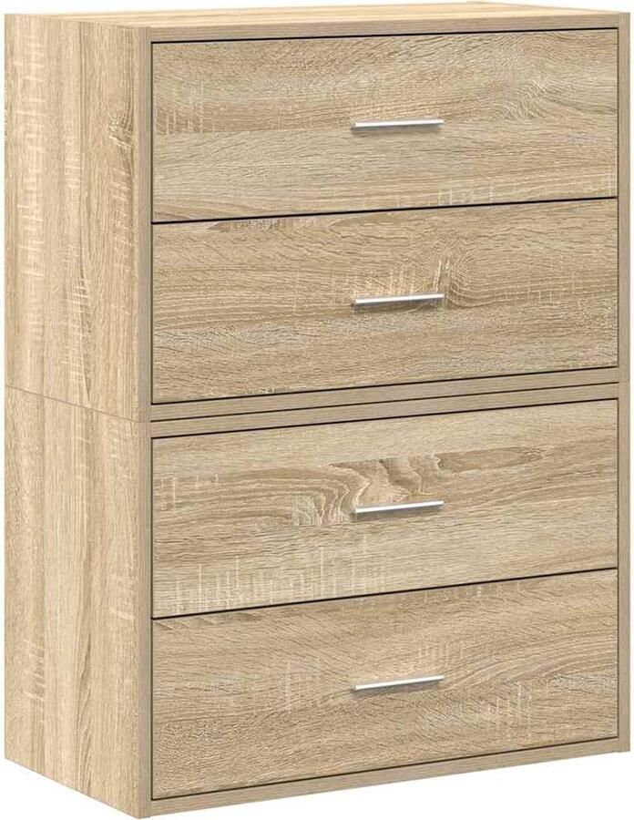 VidaXL Kasten met 2 lades set van 2 Sonoma Eiken Kast Kasten -opbergkast Vitrinekast