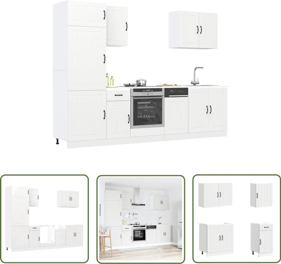 The Living Store 7-delige Keukenkastenset Kalmar bewerkt hout wit Keukenkasten Houten Keukenkasten Wit Keuken Kalmar Serie Keukenmeubilair