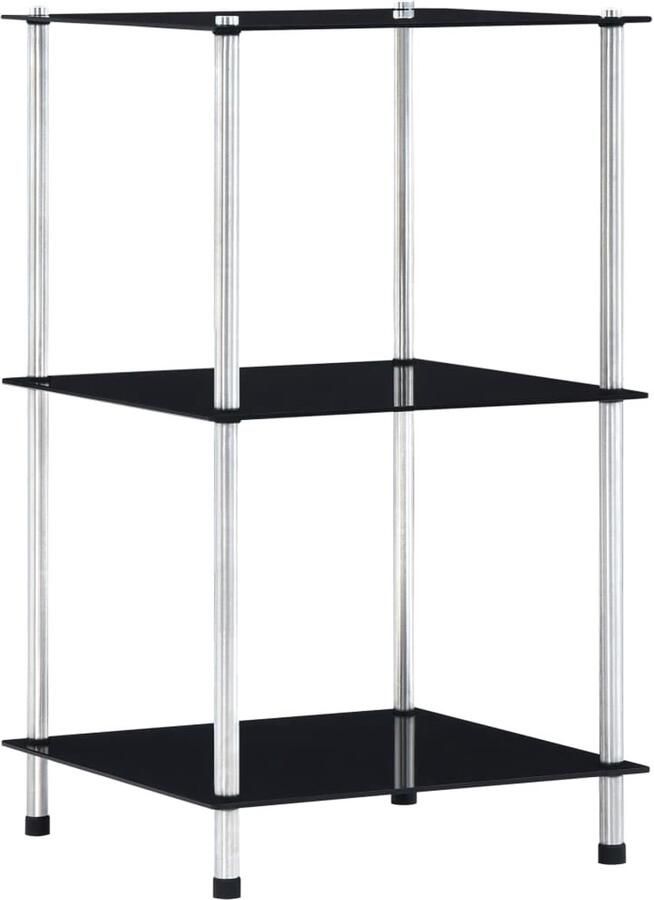 VidaXL Kastje 3-laags Gehard Glas 40x40x67 cm Vitrinekast Glazen Kast Displaykast Boekenkast Decoratief Item